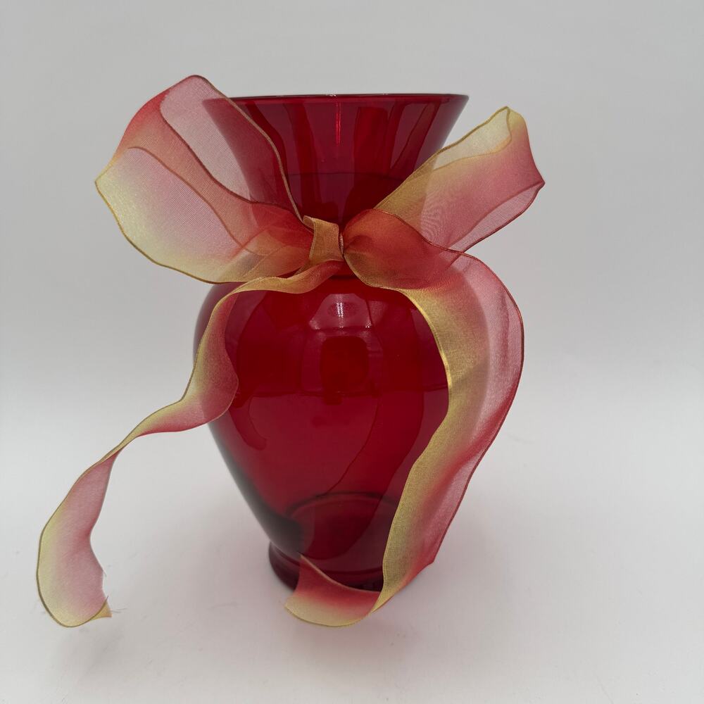 Vintage Ruby Red Vase 9 Inch